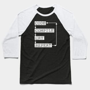 Coder Life: Code Compile Cry Repeat Baseball T-Shirt